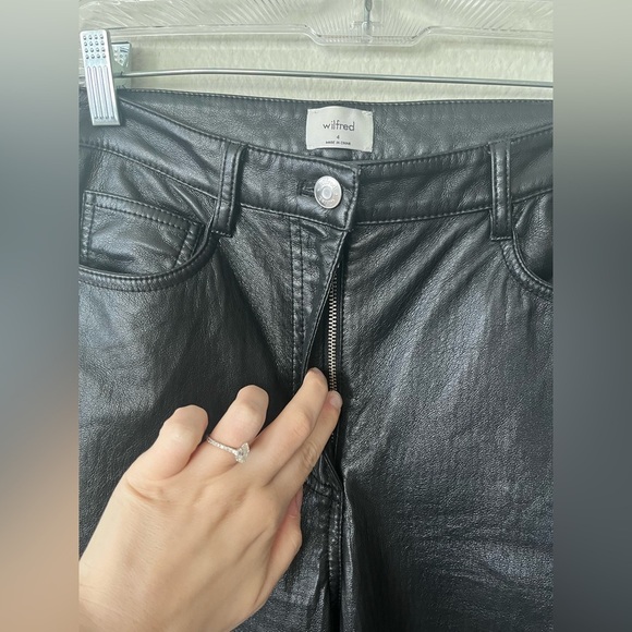 Wilfred Melina High Waisted Straight Leg Black Vegan Leather Pants Women Size 4 - Picture 5 of 14